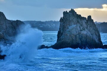 Fototapeta na wymiar Storm on the coastline of Brittany. France