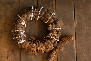 Handmade Christmas and New Year wreaths from vine