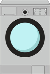 Front loading automatic washing machine isolated vector illustration. Household appliances for home washing linen and clothes