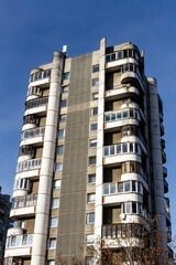 Fototapeta na wymiar Soviet concrete apartment buildings.