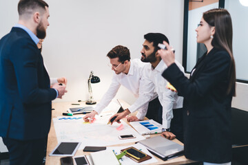 Diverse businesspeople discussing business plan