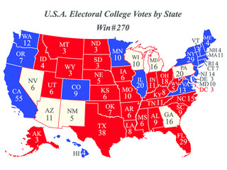 Fototapeta na wymiar US 2020 presidential election map with swing states