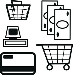 shopping cart icons. vector illustrations