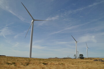 Windmills in the mountains near Arouca, Portugal.