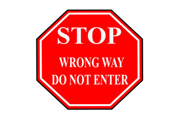 Restriction sign stop wrong way do not enter