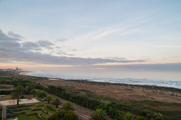 Fototapeta na wymiar View on the beach of Espinho, in the north of Portugal.