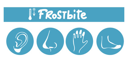 Frostbite icons set. Outline set of frostbite vector icons for web design isolated on white background