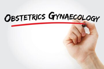 Obstetrics Gynaecology text with marker, concept background