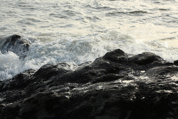 Waves crashing over the rocks following an Atlantic storm