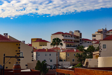 Fototapeta premium Street view over the hotels and resorts of Costa Adeje in Tenerife