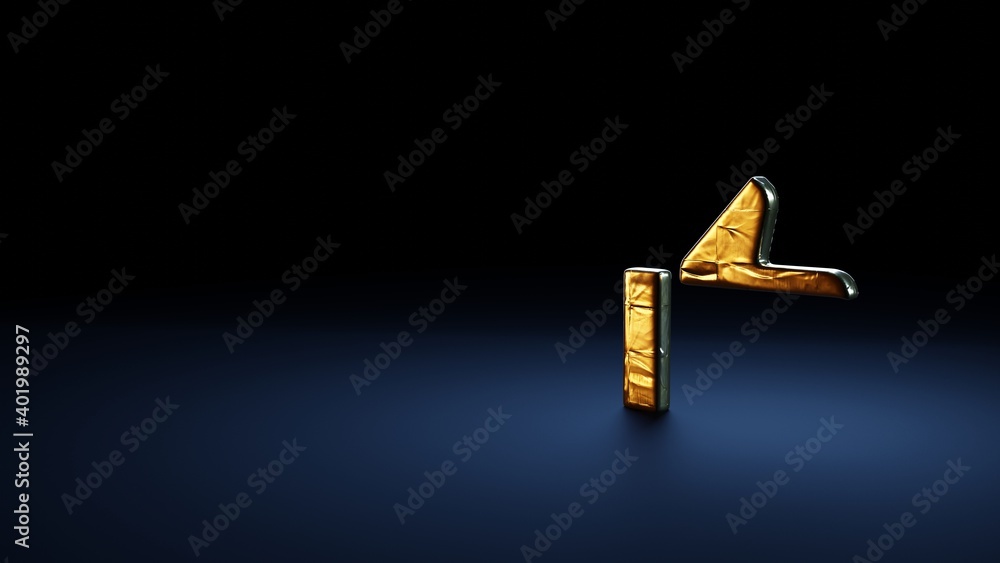 Poster 3d rendering symbol of thumb up button wrapped in gold foil on dark blue background