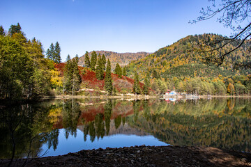 The view that effects us with the fascinating view of the lake and green nature. As additional information, the name of this lake is Karagol and it is located in Artvin/Turkey