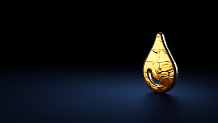 3d rendering symbol of tint wrapped in gold foil on dark blue background