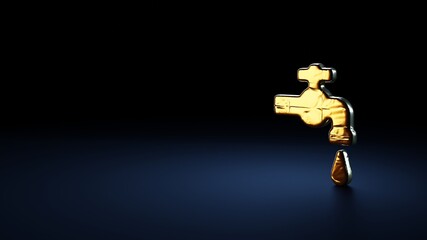 3d rendering symbol of tap wrapped in gold foil on dark blue background