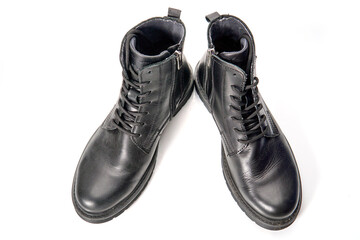 Closeup of beautiful and comfortable winter men's shoes from isolated on white background.