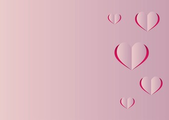 decorative valentines day background with paper heart cutout, vector