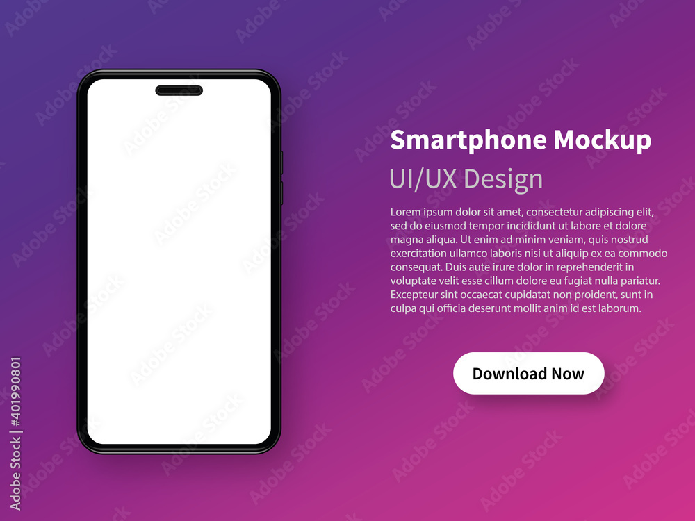 Poster download page of the mobile mockup with empty screen. web banner design template. mockup for mobile 