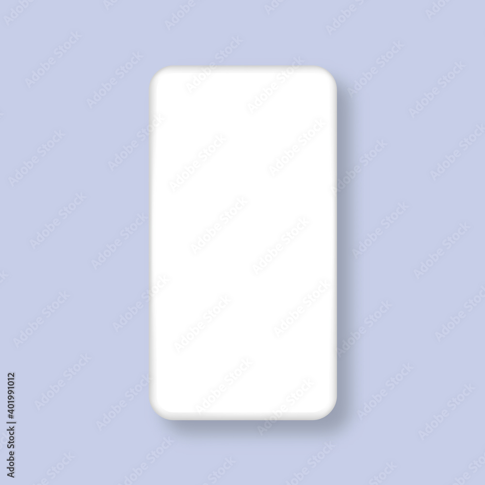 Poster modern realistic clay mockup smartphone with white screen. template for presentation of ui design in