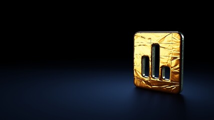 3d rendering symbol of poll wrapped in gold foil on dark blue background