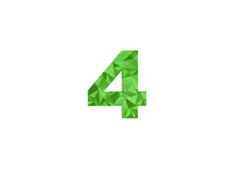 Number 4 in green color illustration isolated in white background
