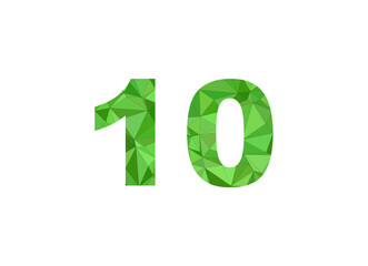 Number 10 in green color illustration isolated in white background