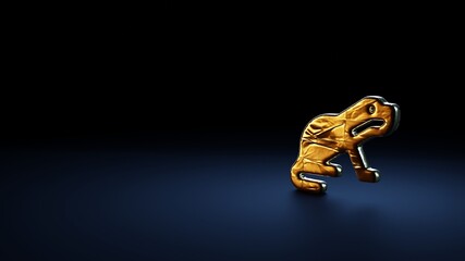 Fototapeta premium 3d rendering symbol of otter wrapped in gold foil on dark blue background