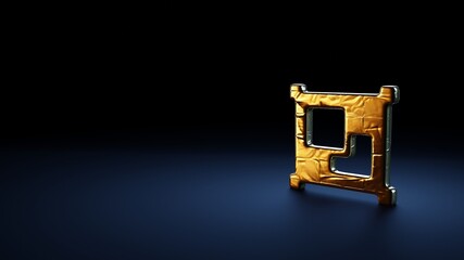 3d rendering symbol of object group wrapped in gold foil on dark blue background