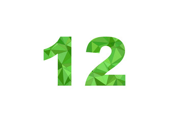 Number 12 in green color illustration isolated in white background