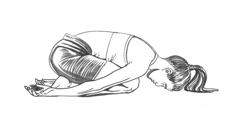 Young Woman in Yoga Pose Relax, Drawn Waterclor Art. Yoga Illustration Watercolor, format jpg