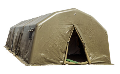 military protective tent, large tent for placing soldiers isolated on a white background