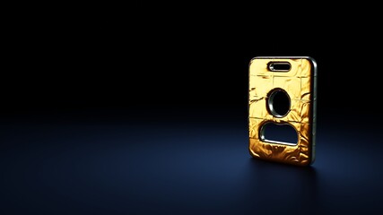 3d rendering symbol of id badge wrapped in gold foil on dark blue background