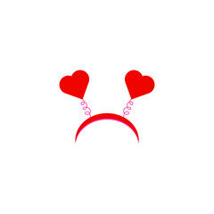Carnival hoop on the head. Cartoon headband with hearts. For Christmas, festival, party, holidays costume. The attribute of costume.