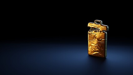 3d rendering symbol of garbage wrapped in gold foil on dark blue background