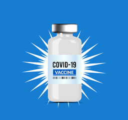 Coronavirus vaccine, vector illustration on blue background