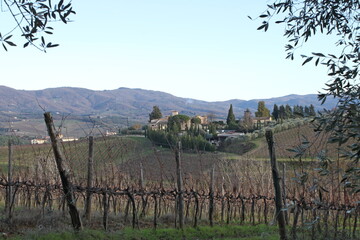 Naklejka premium tardo pomeriggio invernale nella campagna toscana
