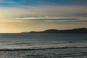 A distant view of a peninsula outside of St Austell in Cornwall England
