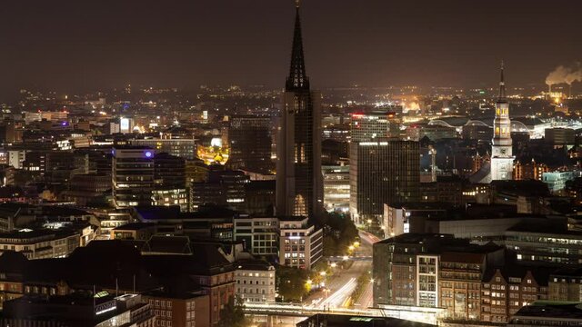 Hamburg City Timelapse at Night