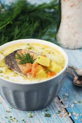 Scandinavian fish soup in a bowl