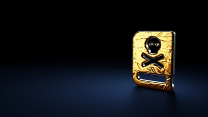3d rendering symbol of book dead wrapped in gold foil on dark blue background