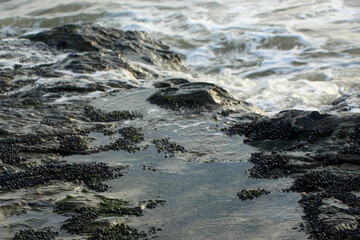 Waves crashing over the rocks following an Atlantic storm