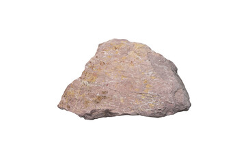 A big raw pink sandstone isolated on white background. arkosic sandstone sedimentary rocks.