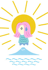 アマビエ縁起物年賀状　a4バージョン　文字なし