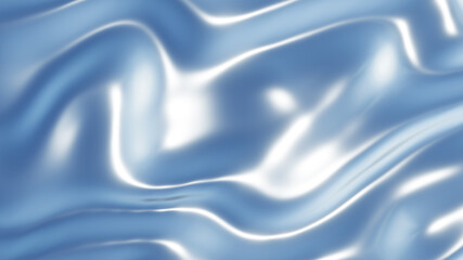 Silver chrome metal texture with waves, liquid silver metallic silk wavy design, 3D render illustration.