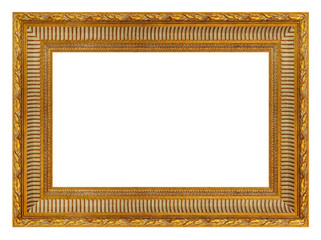 Old vintage golden ornate frame isolated on a white background