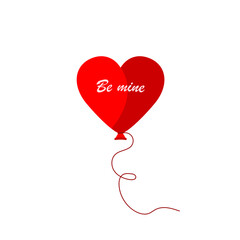 Fototapeta na wymiar Balloon heart, be mine. Design element for Valentine's Day. Flat icon with a red ball
