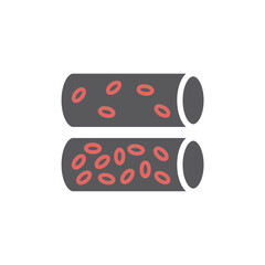 Vector medical icon structure and blood components. Illustration of a vein in a section