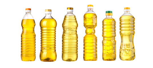 vegetable or sunflower oil in plastic bottle - obrazy, fototapety, plakaty
