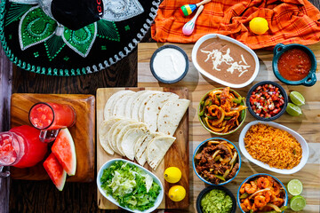 Fototapeta na wymiar Preperation of fresh spanish mexican food