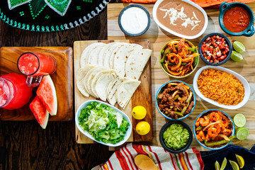 Fototapeta na wymiar Preperation of fresh spanish mexican food
