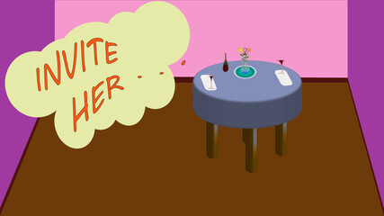 Invite her, invitation card from a guy, call to action 